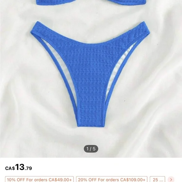 Blue Textured Bikini Set - Picture 2 of 4